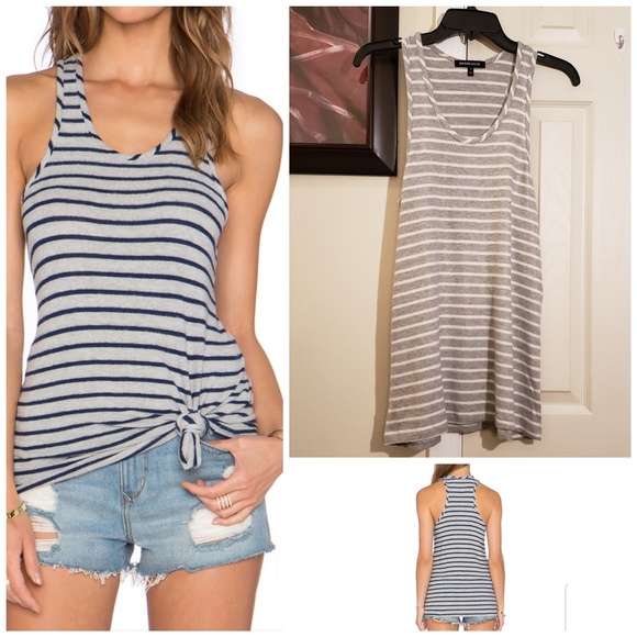 Hye Park & Lune Striped Gray/White Racerback Tank - Picture 1 of 7
